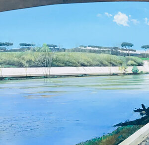 LUNGOTEVERE. Olio su tavola. 60x180